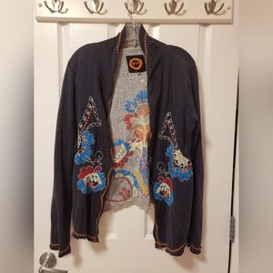 Biya Black Embroidered Cardigan